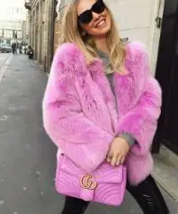 Fashion Contrast Multi Color Faux Fur Coat Long Hairy Shaggy Outwear Women Autumn Winter Short Jacket Coat Tops