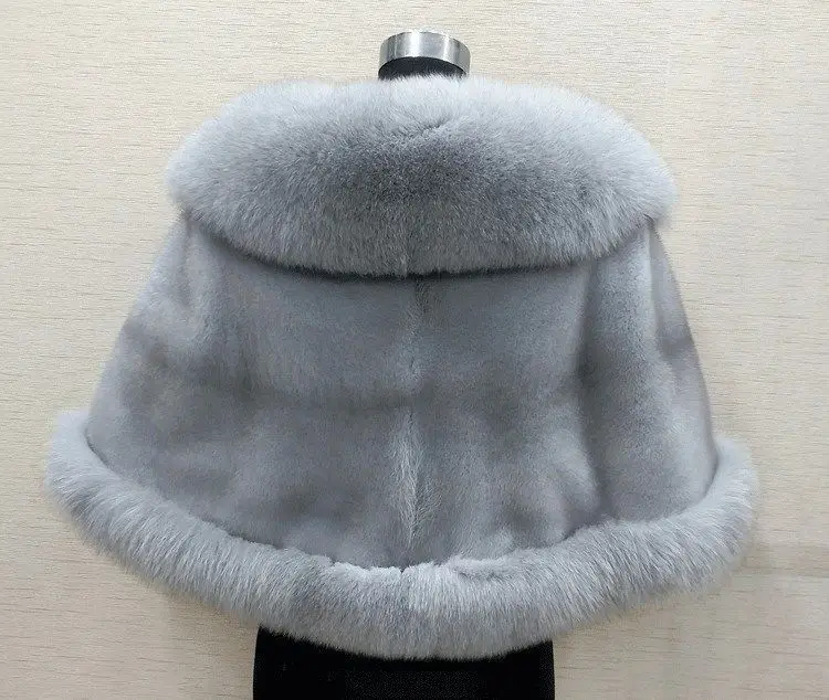 2026 imitation mink women's fox fur collar shawl scarf cloak mink fur coat Bridal dress hairy large shawl cape short coat