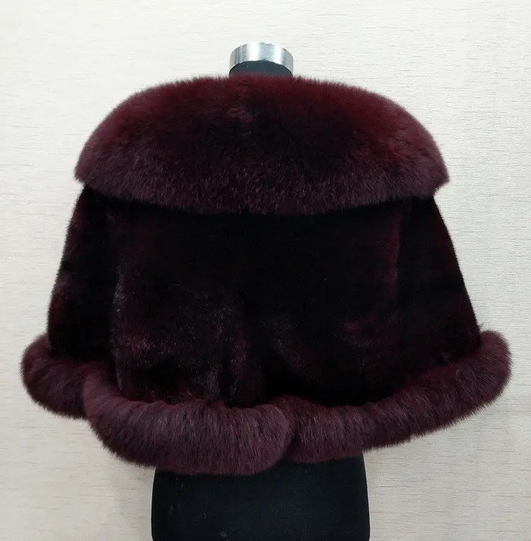 2026 imitation mink women's fox fur collar shawl scarf cloak mink fur coat Bridal dress hairy large shawl cape short coat
