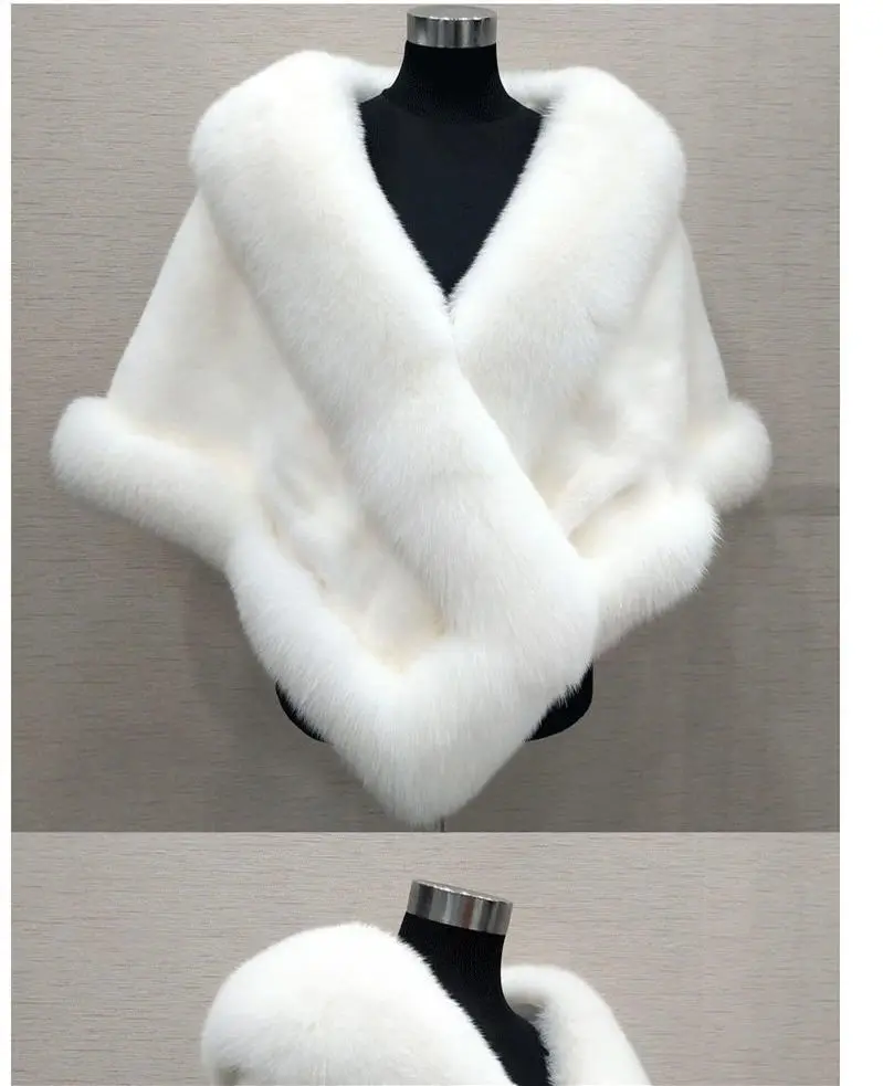 2026 imitation mink women's fox fur collar shawl scarf cloak mink fur coat Bridal dress hairy large shawl cape short coat