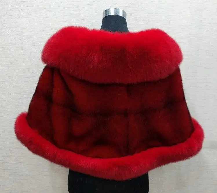 2026 imitation mink women's fox fur collar shawl scarf cloak mink fur coat Bridal dress hairy large shawl cape short coat