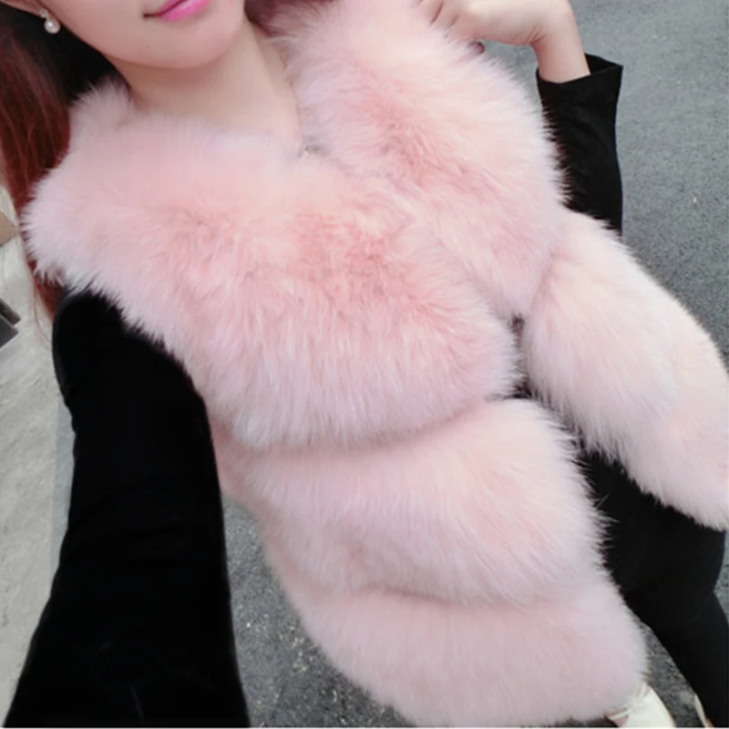 HJQJLJLS 2022 Autumn Winter Thick Warm Faux Fur Vest Women High Quality Fashion O-Neck Short Fur Coat Female Jacket Fuzzy Coat