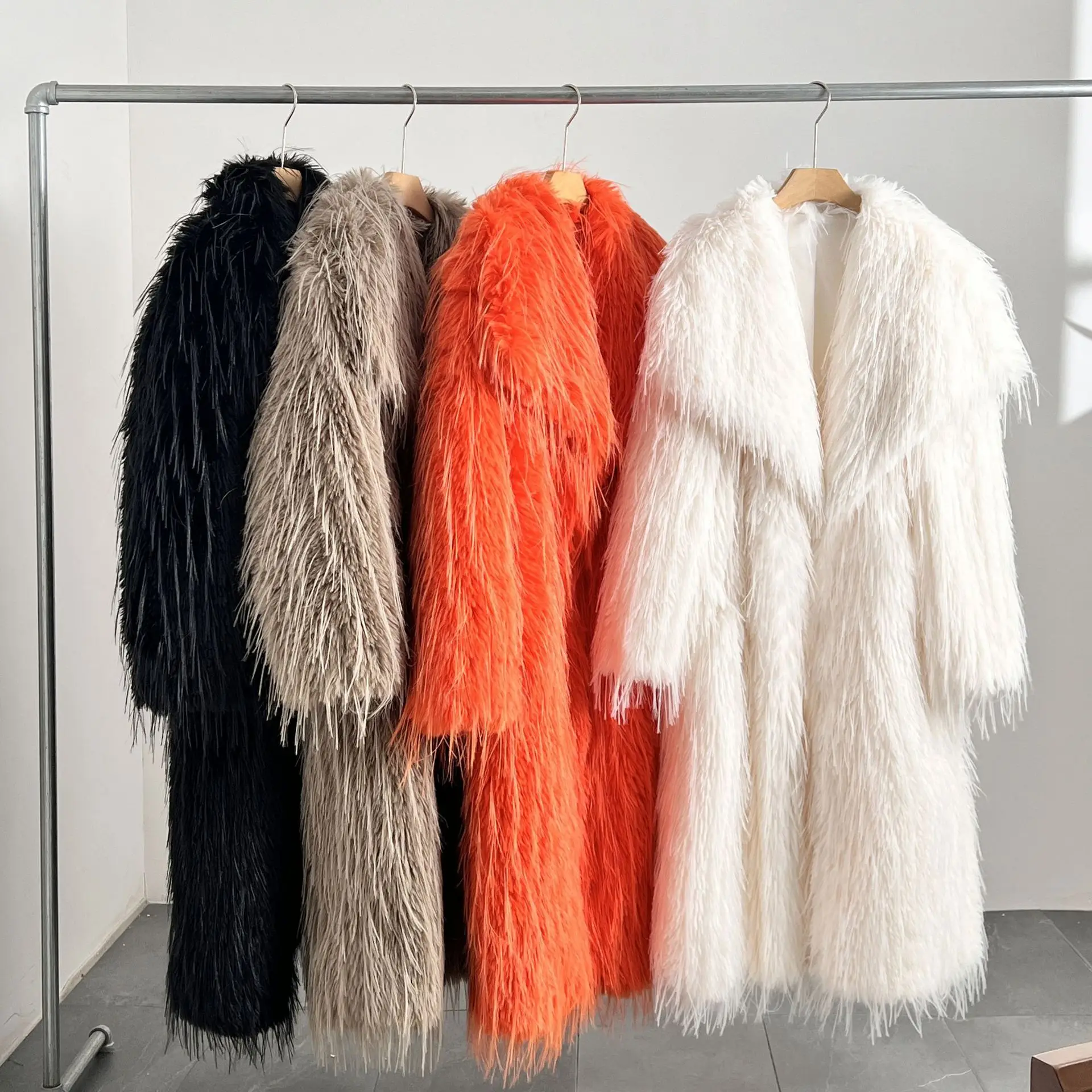 Faux Fur Women Long Coats Jackets Turn Down Collar Coat Thick Warm Y2k Streetwear Jacket Work Outerwear Autumn Winter 2025