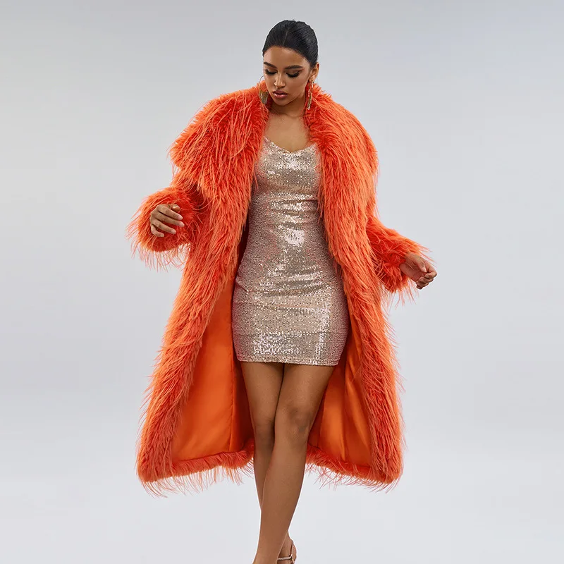 Faux Fur Women Long Coats Jackets Turn Down Collar Coat Thick Warm Y2k Streetwear Jacket Work Outerwear Autumn Winter 2025