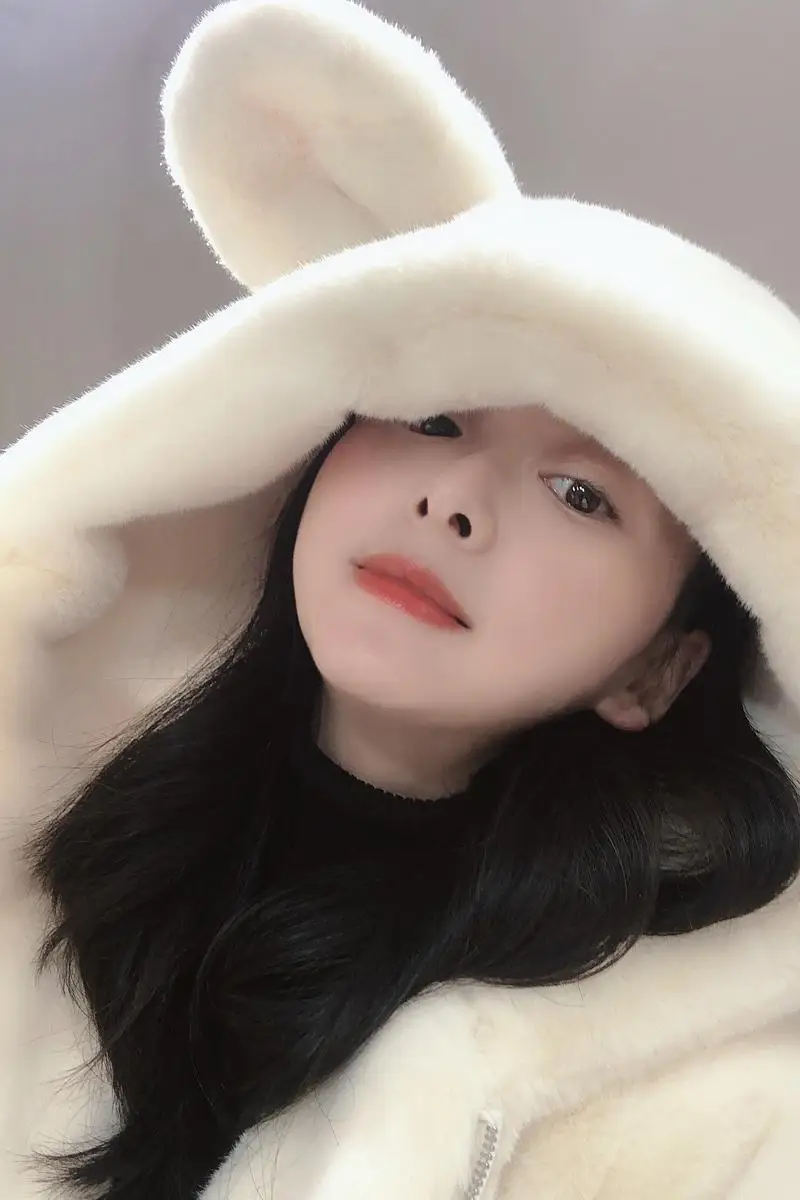 Cosy Loose Faux Fur Coat Womens Faux Fur Fuzzy Hooded Fluffy Ears Surcoat Overcoat Woman Winter Warm Outerwear Snowy Day Wrap