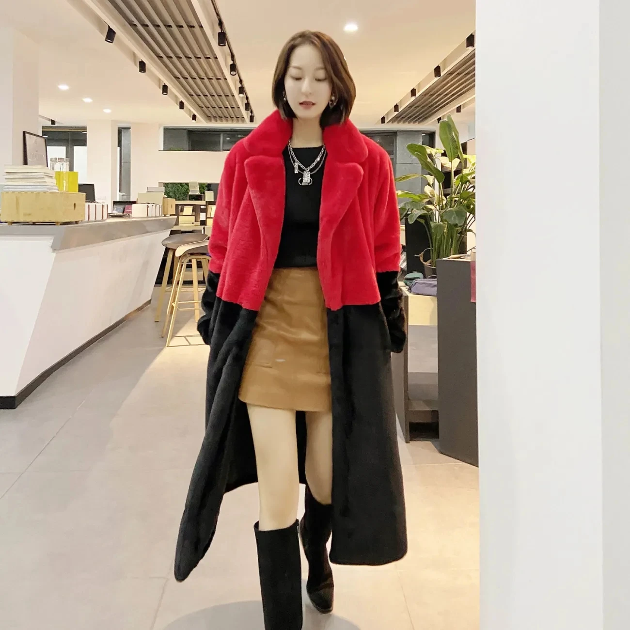 Cosy Loose Faux Fur Coat Womens Faux Fur Fuzzy Hooded Fluffy Ears Surcoat Overcoat Woman Winter Warm Outerwear Snowy Day Wrap