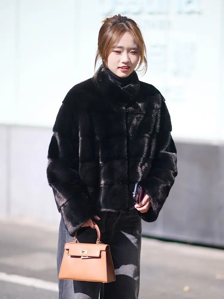 Faux Mink Fur Coats for Women,O-Neck Jackets,Covered Butto Overcoat,Female Clothes,Thicken Warm,Luxury,New,Winter,2026