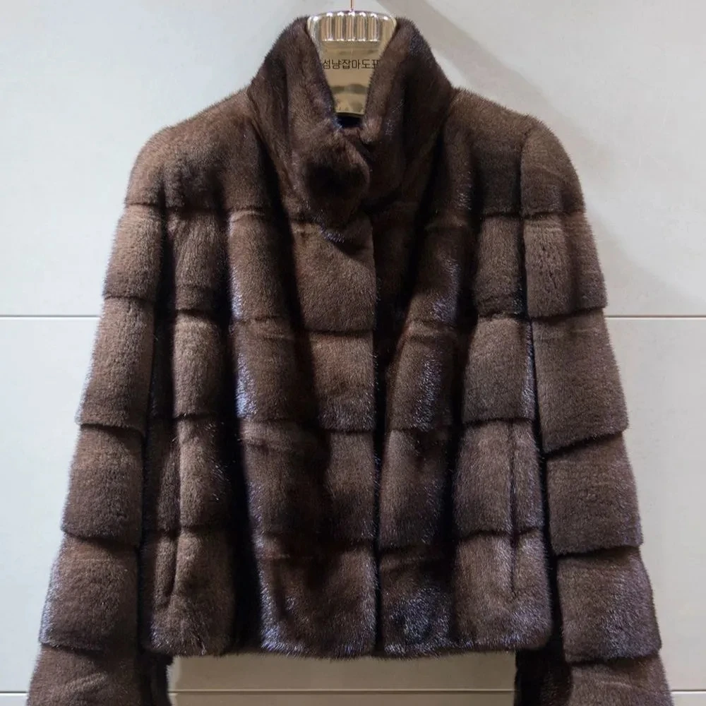 Faux Mink Fur Coats for Women,O-Neck Jackets,Covered Butto Overcoat,Female Clothes,Thicken Warm,Luxury,New,Winter,2026