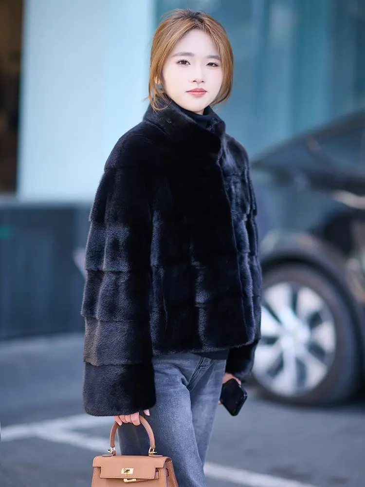 Faux Mink Fur Coats for Women,O-Neck Jackets,Covered Butto Overcoat,Female Clothes,Thicken Warm,Luxury,New,Winter,2026