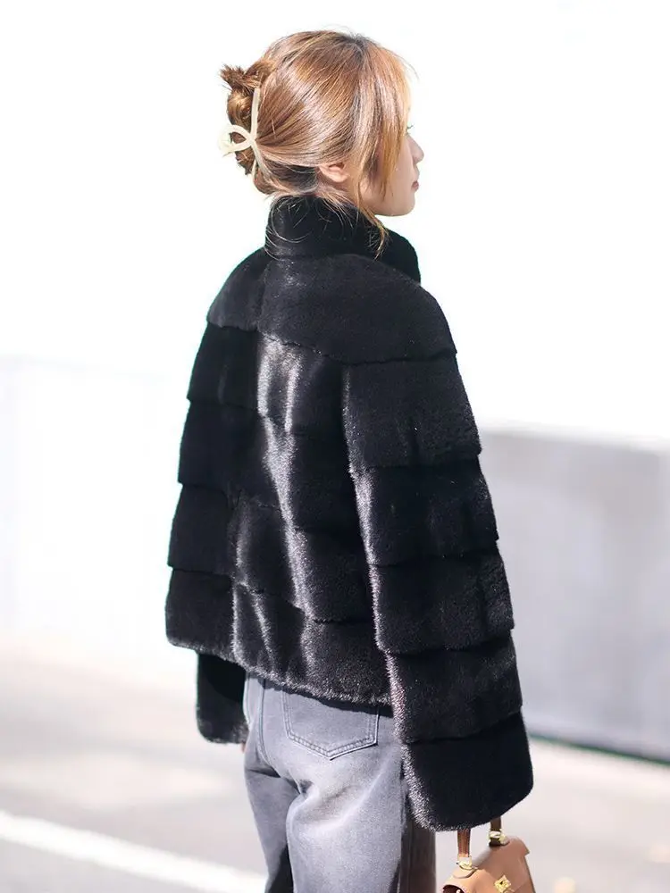 Faux Mink Fur Coats for Women,O-Neck Jackets,Covered Butto Overcoat,Female Clothes,Thicken Warm,Luxury,New,Winter,2026