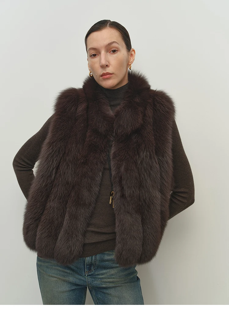Faux Fox Fur Women Winter Warm Coat Sleeveless Short Cut Stand Collar Women Faux Fur Vest