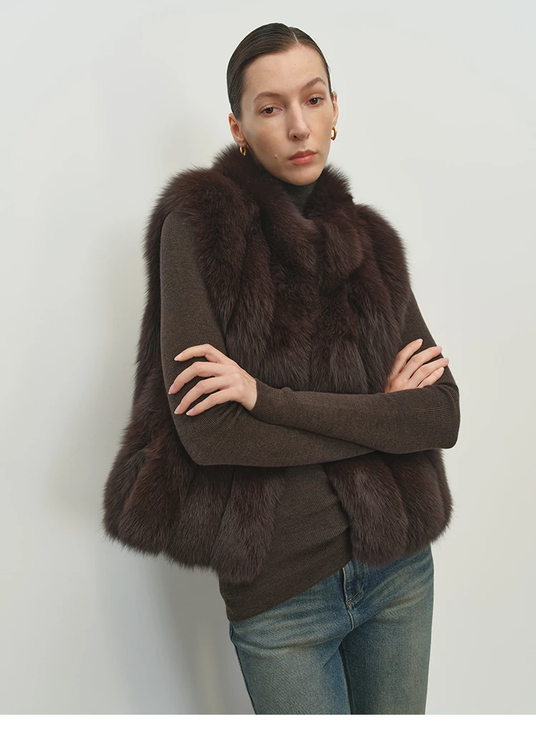 Faux Fox Fur Women Winter Warm Coat Sleeveless Short Cut Stand Collar Women Faux Fur Vest