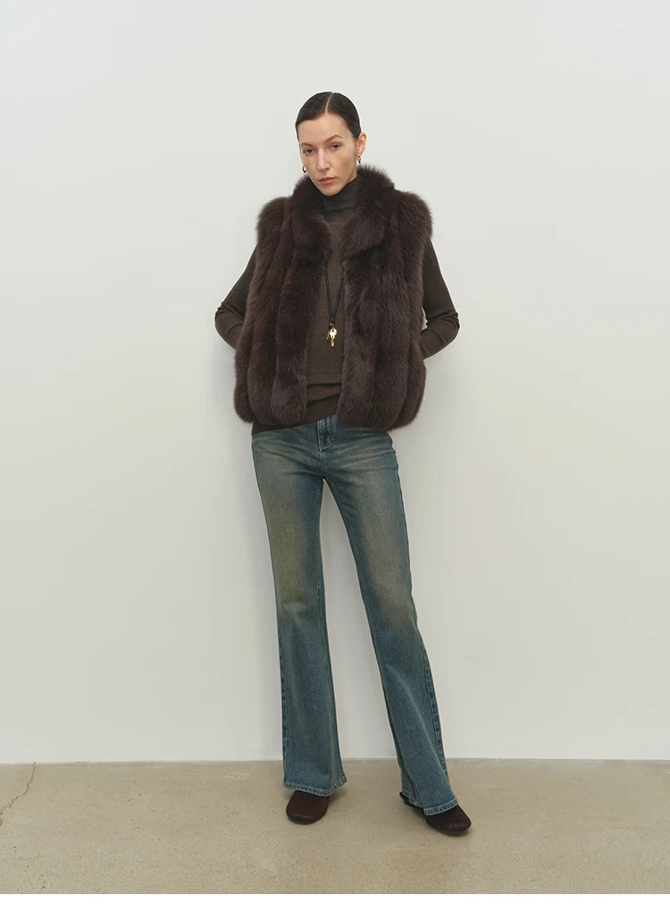 Faux Fox Fur Women Winter Warm Coat Sleeveless Short Cut Stand Collar Women Faux Fur Vest