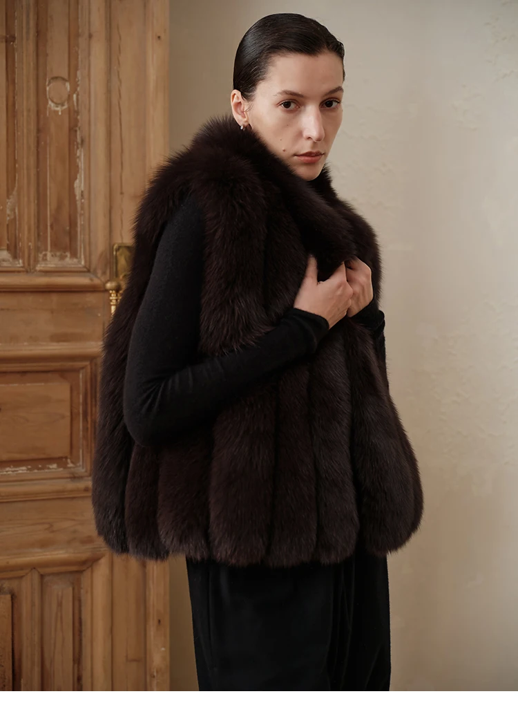 Faux Fox Fur Women Winter Warm Coat Sleeveless Short Cut Stand Collar Women Faux Fur Vest
