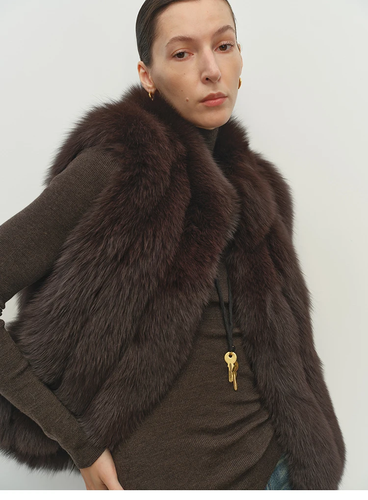 Faux Fox Fur Women Winter Warm Coat Sleeveless Short Cut Stand Collar Women Faux Fur Vest