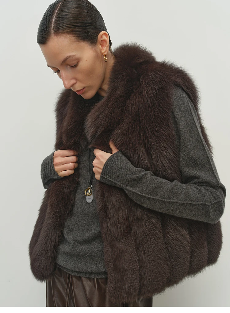 Faux Fox Fur Women Winter Warm Coat Sleeveless Short Cut Stand Collar Women Faux Fur Vest