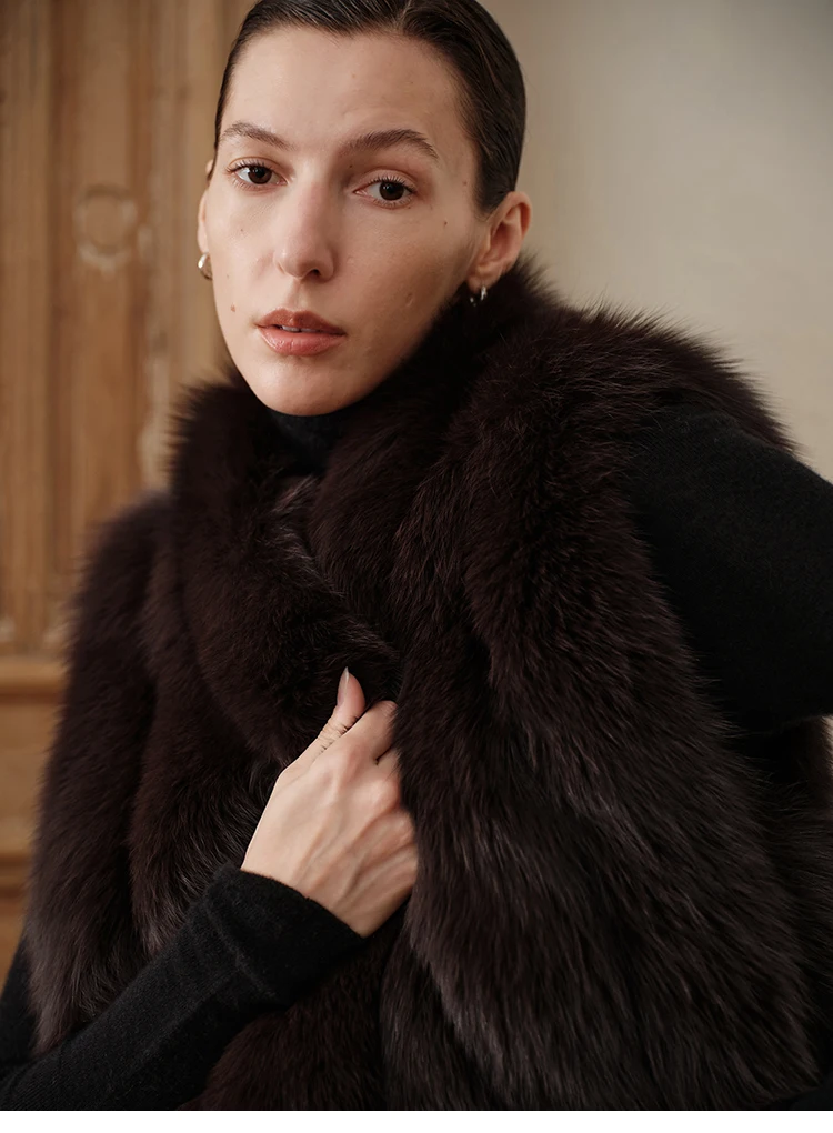 Faux Fox Fur Women Winter Warm Coat Sleeveless Short Cut Stand Collar Women Faux Fur Vest