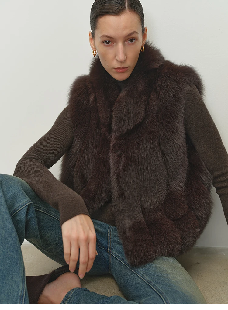 Faux Fox Fur Women Winter Warm Coat Sleeveless Short Cut Stand Collar Women Faux Fur Vest