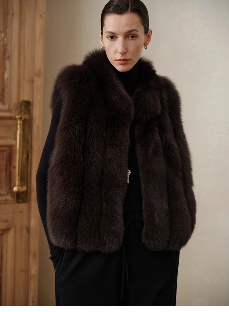 Faux Fox Fur Women Winter Warm Coat Sleeveless Short Cut Stand Collar Women Faux Fur Vest
