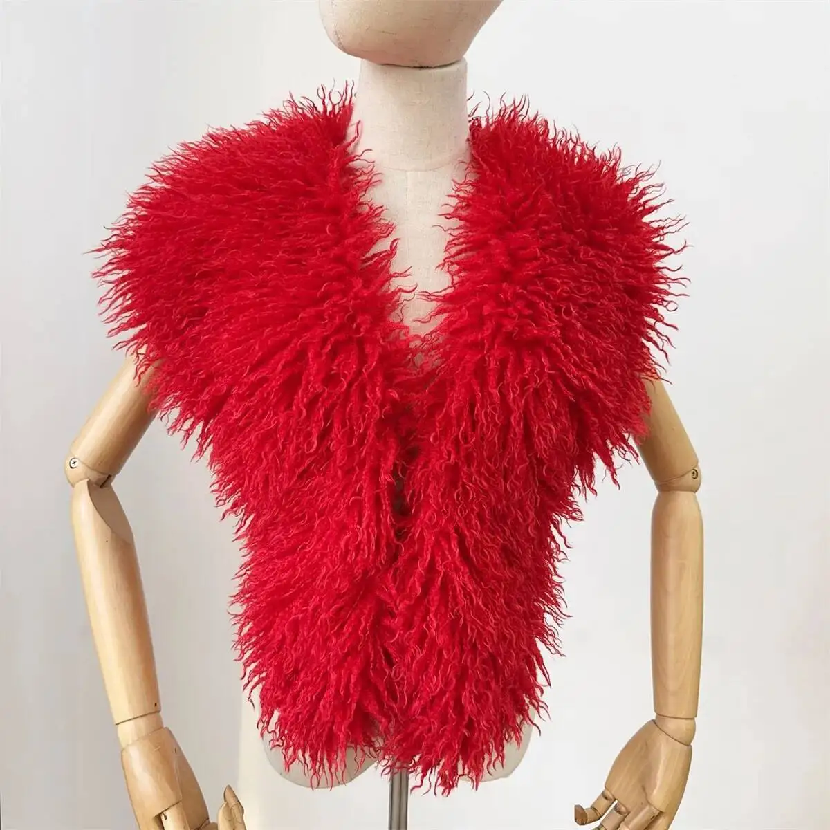 LANMREM 2025 New Faux Fur Vest For Women Imitation Shearling Sexy Backless Halter Top Autumn Winter Chic Clothing 2DB4916