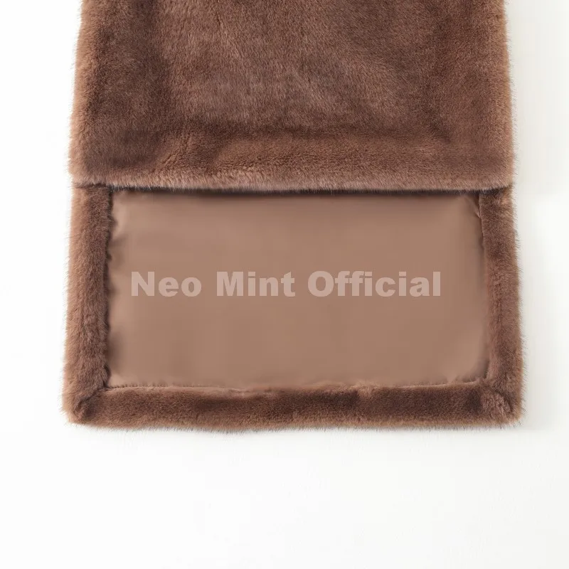 Neo Mint Eco Mink Fur Tank Top Sleeveless Jacket Coat Women 2025 Brand Fashion Faux Fur Sable Vest Crop Autumn Winter Turtleneck