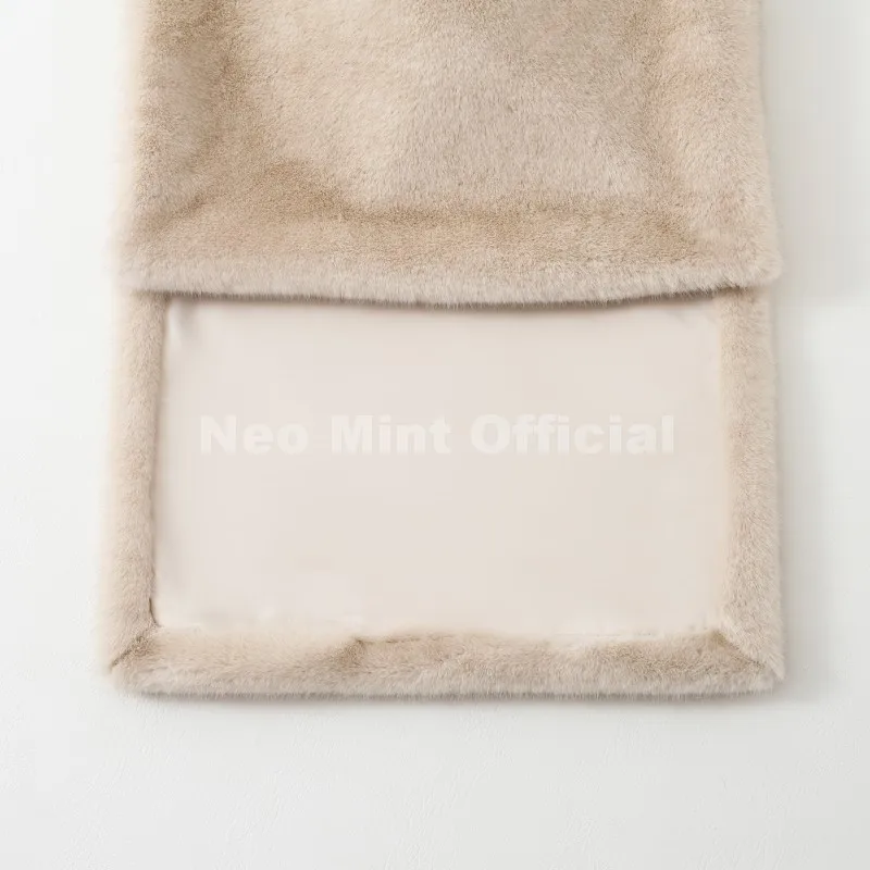 Neo Mint Eco Mink Fur Tank Top Sleeveless Jacket Coat Women 2025 Brand Fashion Faux Fur Sable Vest Crop Autumn Winter Turtleneck