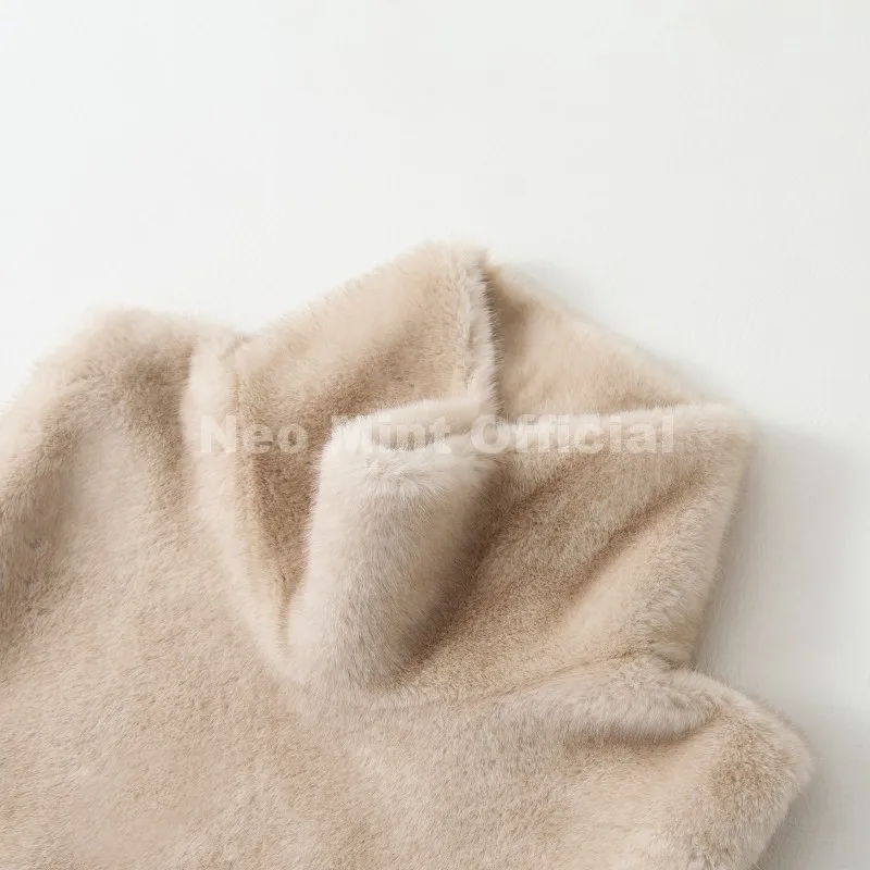 Neo Mint Eco Mink Fur Tank Top Sleeveless Jacket Coat Women 2025 Brand Fashion Faux Fur Sable Vest Crop Autumn Winter Turtleneck