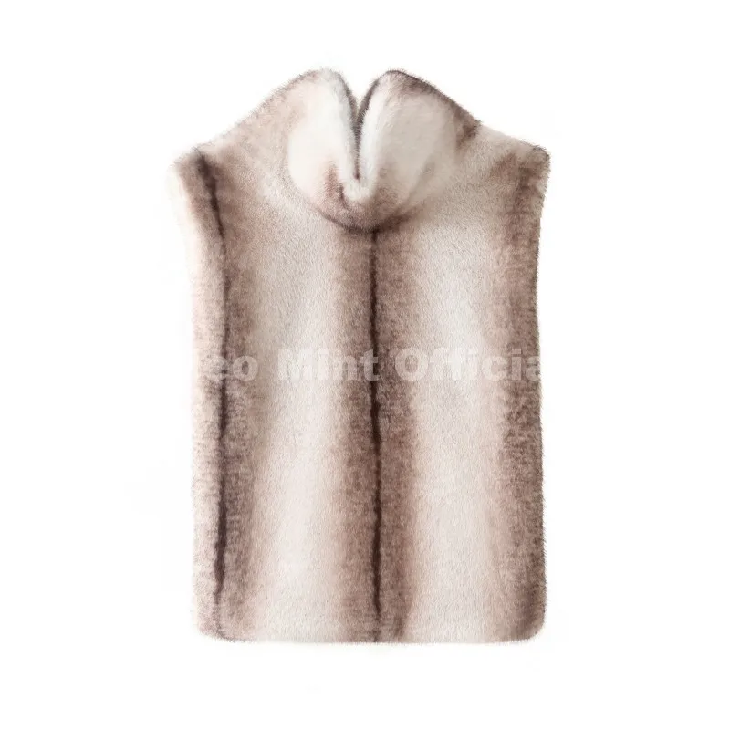 Neo Mint Eco Mink Fur Tank Top Sleeveless Jacket Coat Women 2025 Brand Fashion Faux Fur Sable Vest Crop Autumn Winter Turtleneck