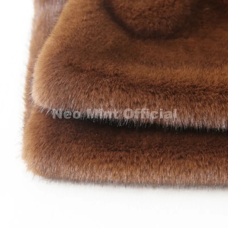 Neo Mint Eco Mink Fur Tank Top Sleeveless Jacket Coat Women 2025 Brand Fashion Faux Fur Sable Vest Crop Autumn Winter Turtleneck