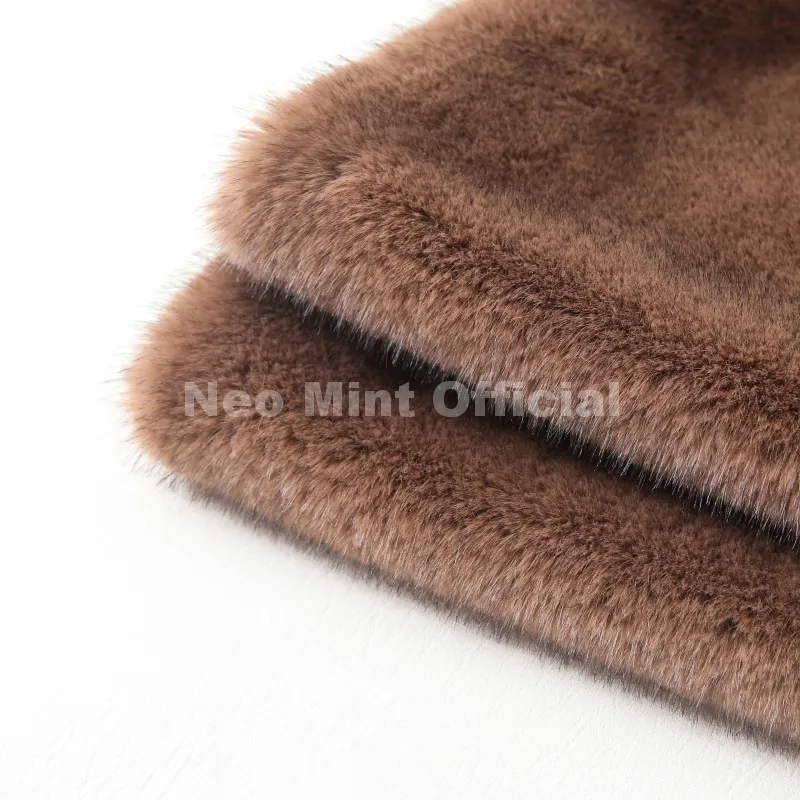 Neo Mint Eco Mink Fur Tank Top Sleeveless Jacket Coat Women 2025 Brand Fashion Faux Fur Sable Vest Crop Autumn Winter Turtleneck