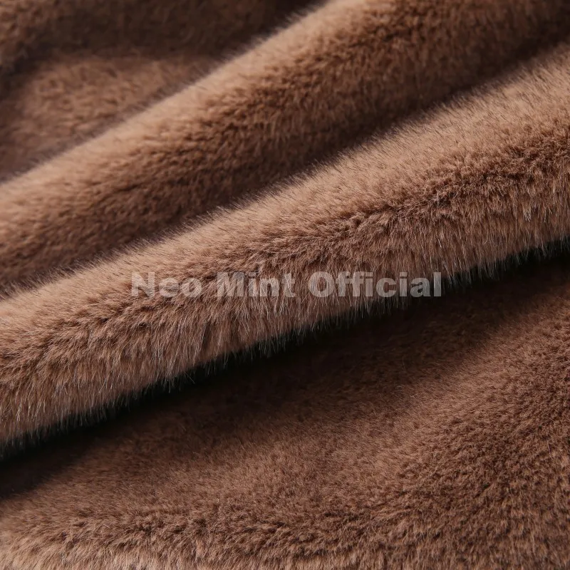 Neo Mint Eco Mink Fur Tank Top Sleeveless Jacket Coat Women 2025 Brand Fashion Faux Fur Sable Vest Crop Autumn Winter Turtleneck