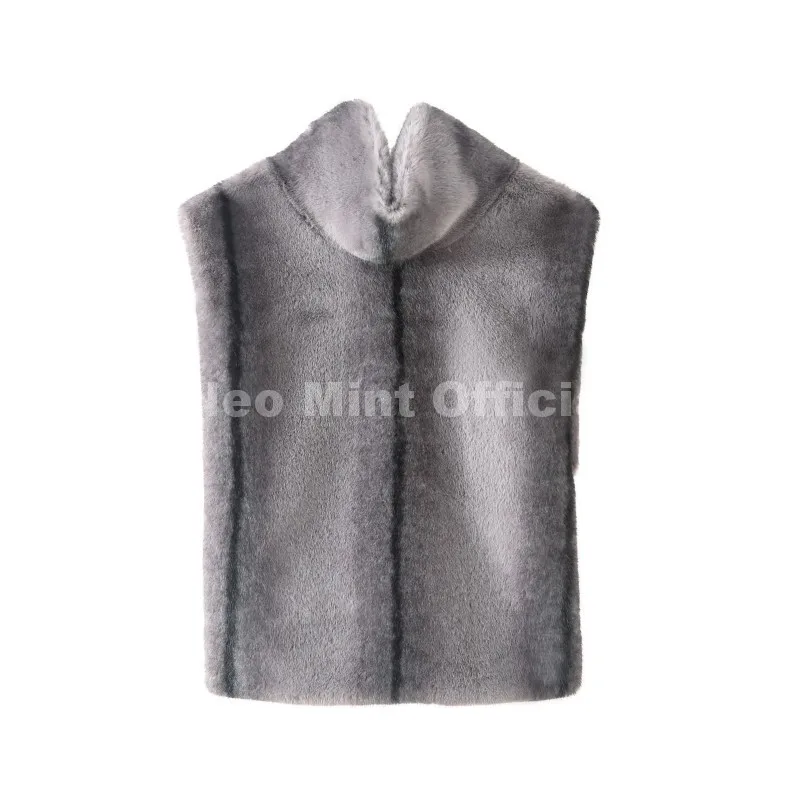 Neo Mint Eco Mink Fur Tank Top Sleeveless Jacket Coat Women 2025 Brand Fashion Faux Fur Sable Vest Crop Autumn Winter Turtleneck