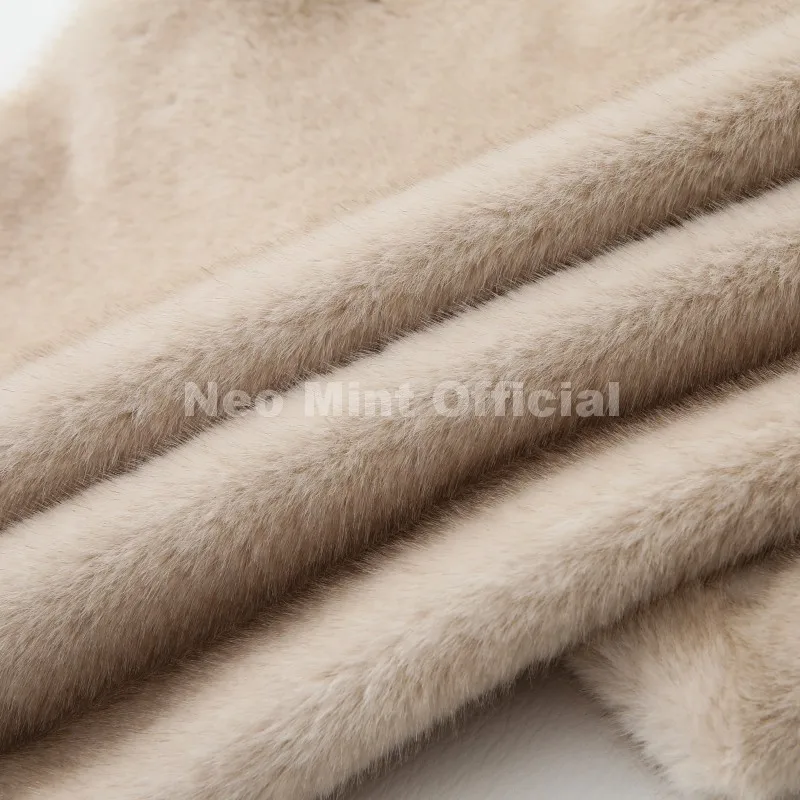 Neo Mint Eco Mink Fur Tank Top Sleeveless Jacket Coat Women 2025 Brand Fashion Faux Fur Sable Vest Crop Autumn Winter Turtleneck