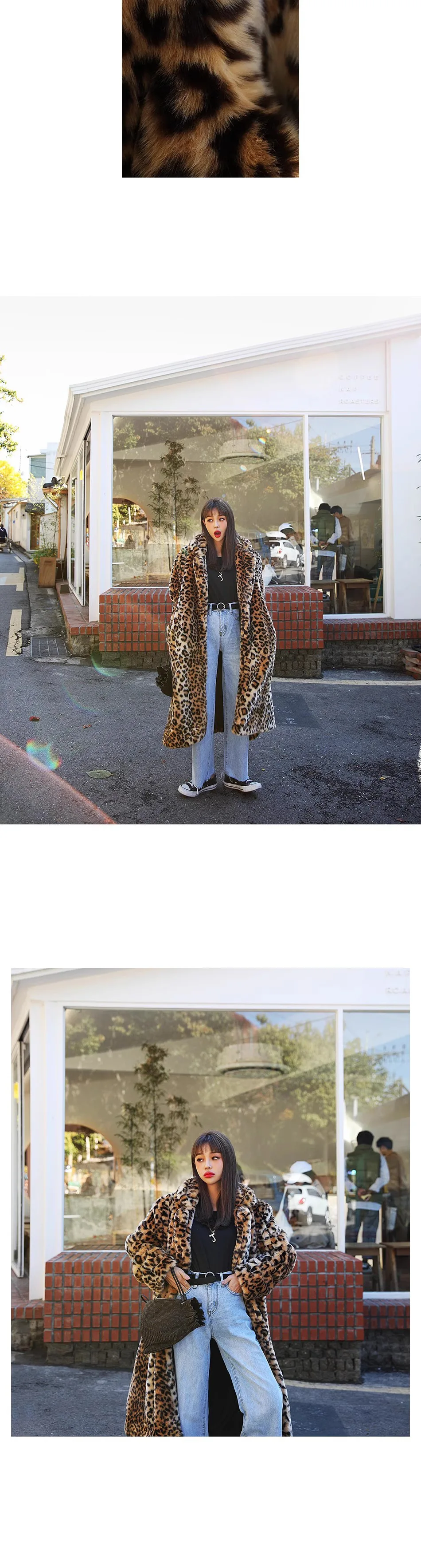 2026 New Women Leopard Print Faux Fur Coat Long Sleeve Fluffy Winter Warm Plush Overcoat