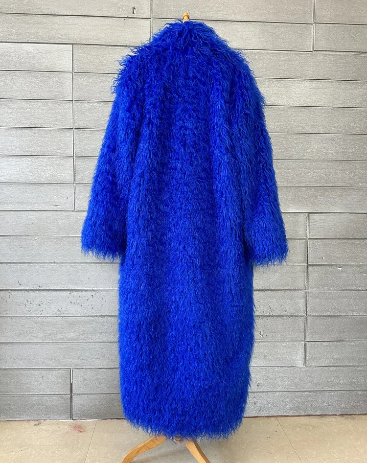 Women Imitation Sheep Faux Fur Long Coat Cardigan Thermal Loose Slim Fit Plush Coats Female Jacket Autumn Winter Furry Outerwear