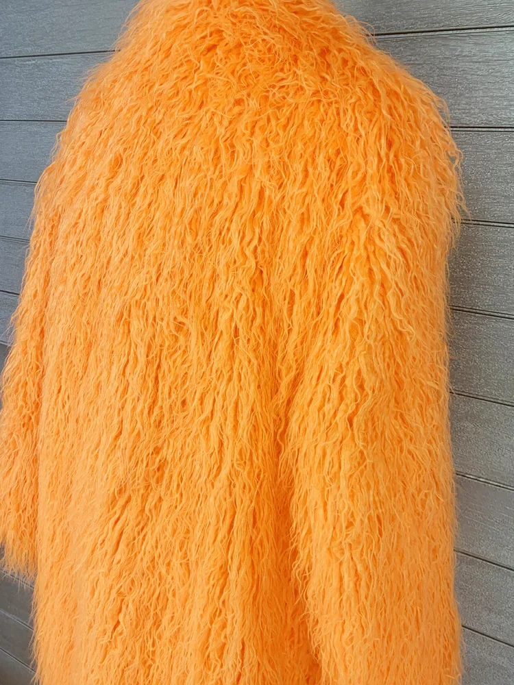 Women Imitation Sheep Faux Fur Long Coat Cardigan Thermal Loose Slim Fit Plush Coats Female Jacket Autumn Winter Furry Outerwear