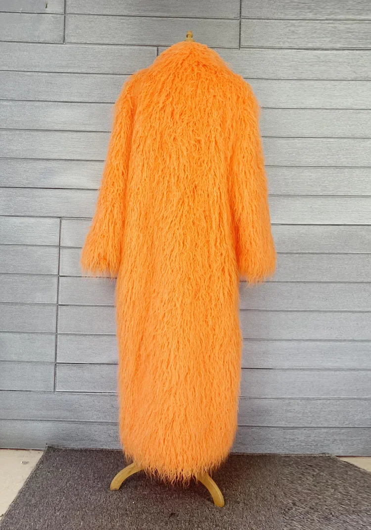 Women Imitation Sheep Faux Fur Long Coat Cardigan Thermal Loose Slim Fit Plush Coats Female Jacket Autumn Winter Furry Outerwear