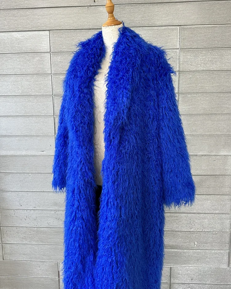 Women Imitation Sheep Faux Fur Long Coat Cardigan Thermal Loose Slim Fit Plush Coats Female Jacket Autumn Winter Furry Outerwear