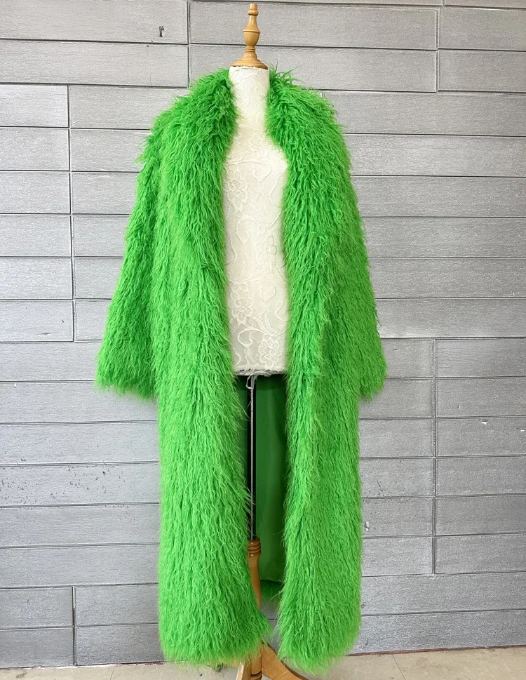 Women Imitation Sheep Faux Fur Long Coat Cardigan Thermal Loose Slim Fit Plush Coats Female Jacket Autumn Winter Furry Outerwear