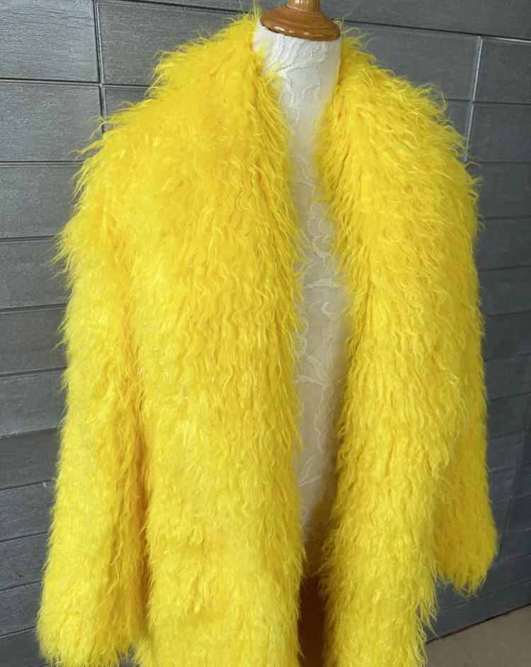 Women Imitation Sheep Faux Fur Long Coat Cardigan Thermal Loose Slim Fit Plush Coats Female Jacket Autumn Winter Furry Outerwear