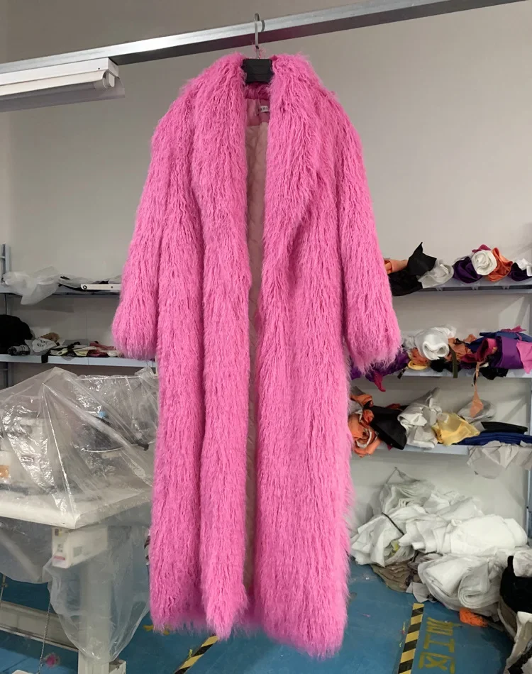Women Imitation Sheep Faux Fur Long Coat Cardigan Thermal Loose Slim Fit Plush Coats Female Jacket Autumn Winter Furry Outerwear
