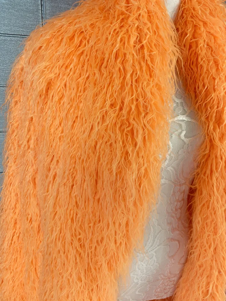 Women Imitation Sheep Faux Fur Long Coat Cardigan Thermal Loose Slim Fit Plush Coats Female Jacket Autumn Winter Furry Outerwear