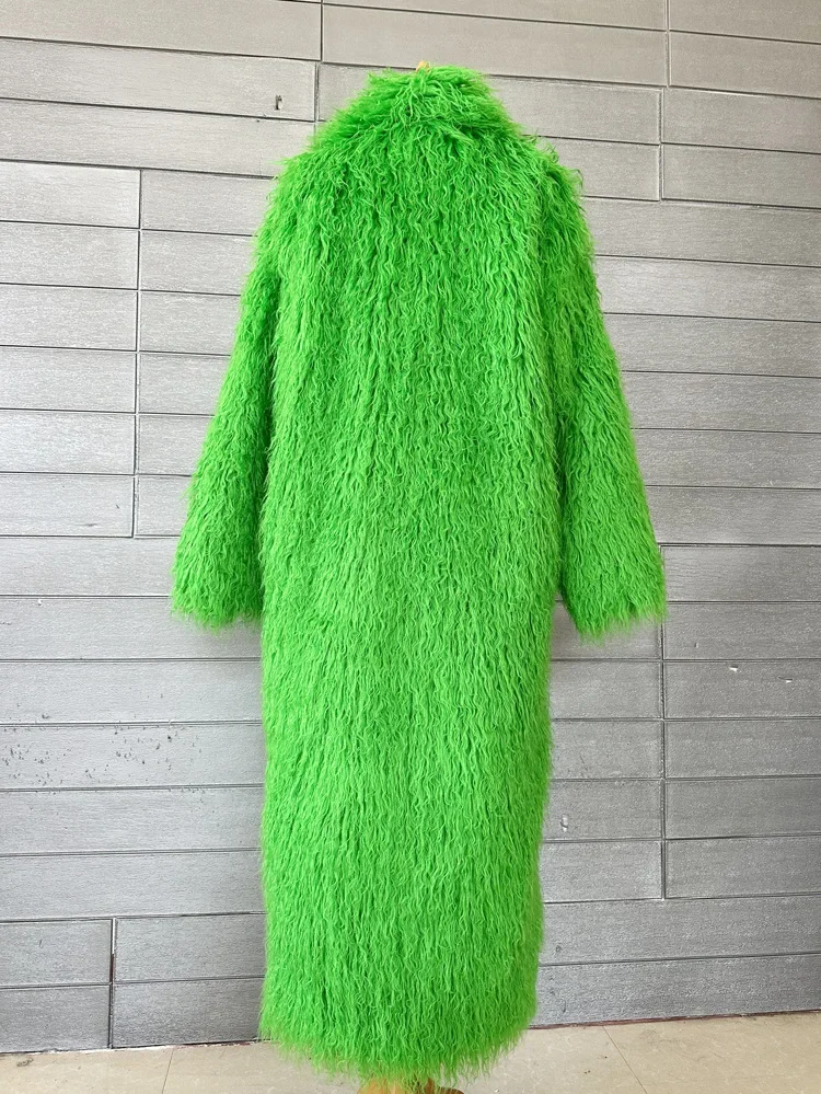 Women Imitation Sheep Faux Fur Long Coat Cardigan Thermal Loose Slim Fit Plush Coats Female Jacket Autumn Winter Furry Outerwear