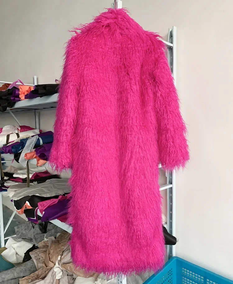 Women Imitation Sheep Faux Fur Long Coat Cardigan Thermal Loose Slim Fit Plush Coats Female Jacket Autumn Winter Furry Outerwear
