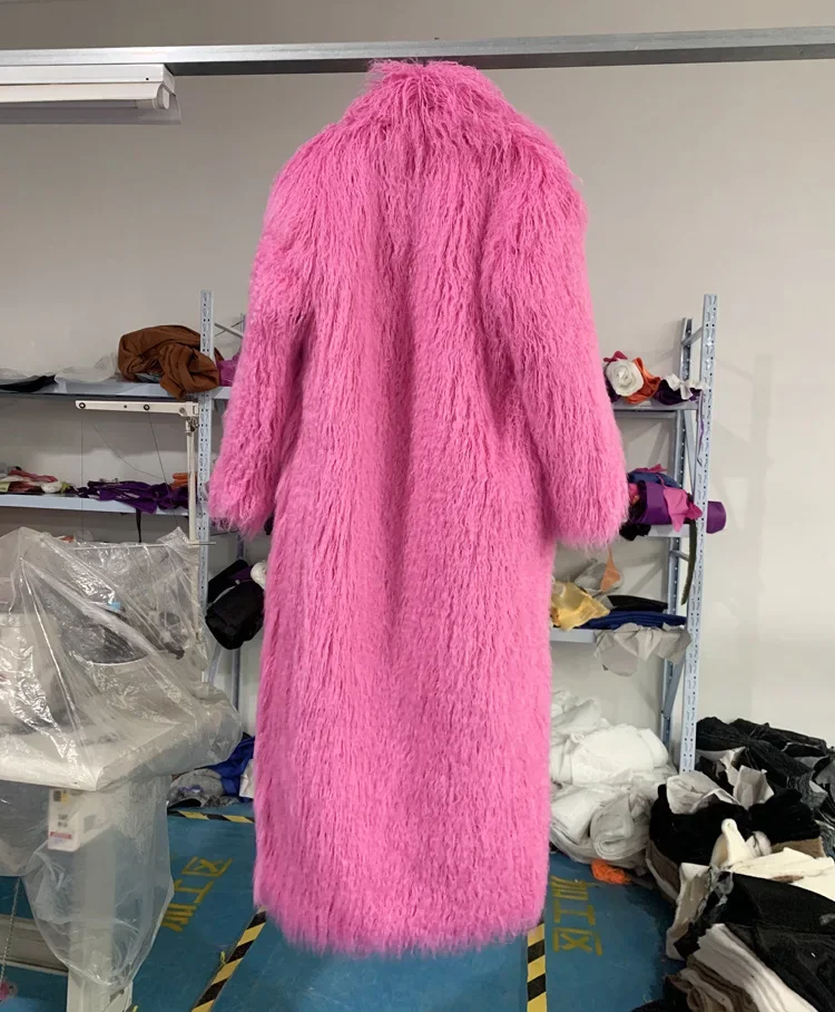Women Imitation Sheep Faux Fur Long Coat Cardigan Thermal Loose Slim Fit Plush Coats Female Jacket Autumn Winter Furry Outerwear