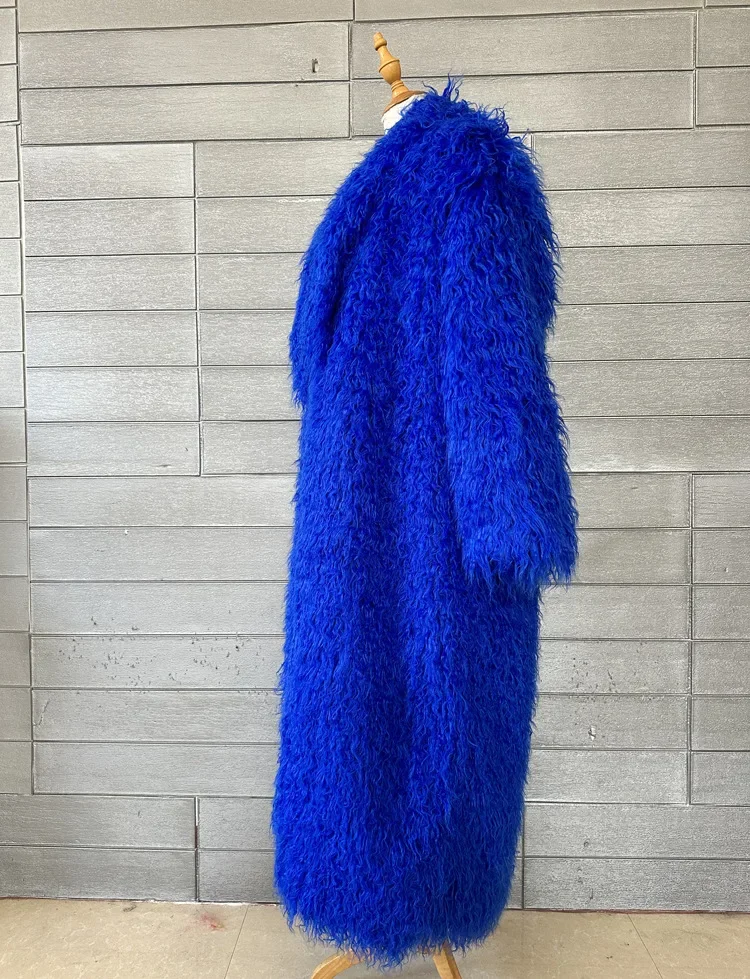 Women Imitation Sheep Faux Fur Long Coat Cardigan Thermal Loose Slim Fit Plush Coats Female Jacket Autumn Winter Furry Outerwear
