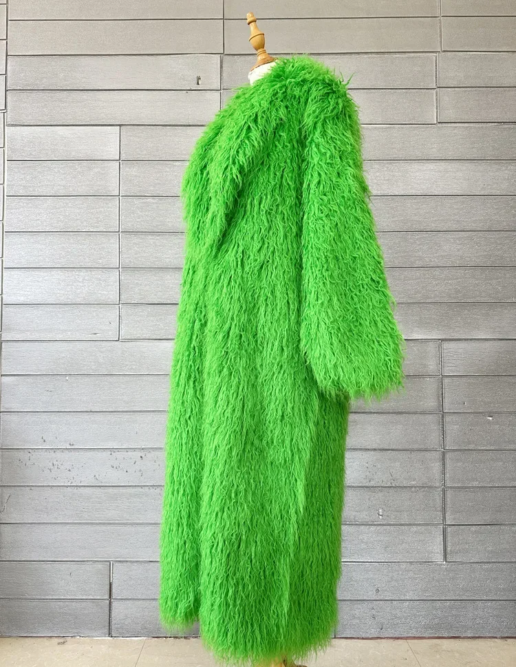 Women Imitation Sheep Faux Fur Long Coat Cardigan Thermal Loose Slim Fit Plush Coats Female Jacket Autumn Winter Furry Outerwear