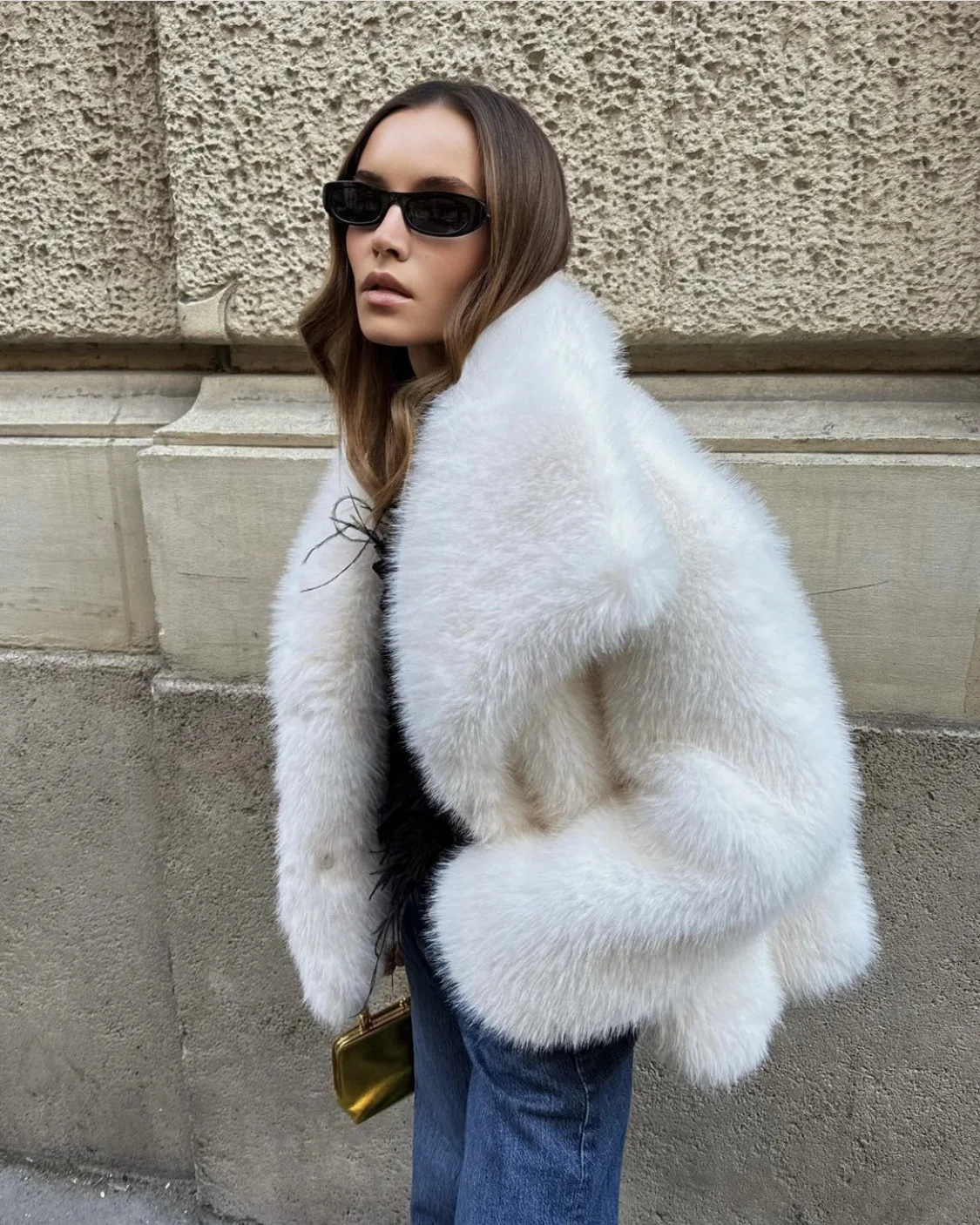 luxury designer fur coat women  abrigo peludo mujer casaco feminino de inverno  casaco de pele artificial white Fox fur coat