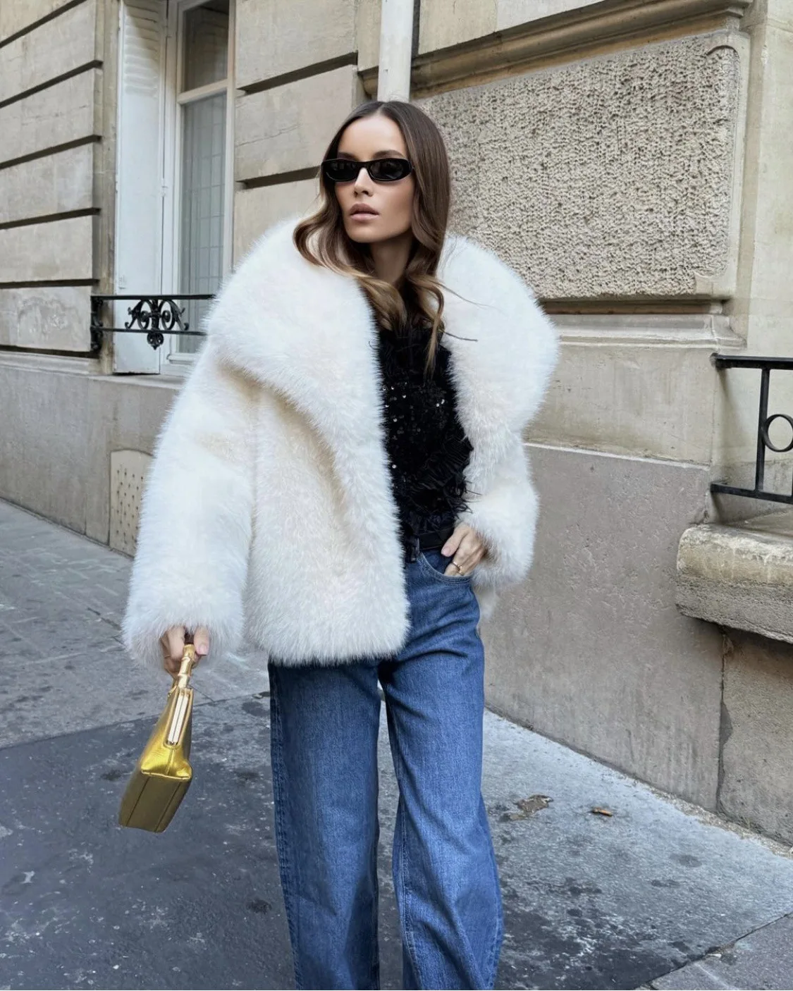 luxury designer fur coat women  abrigo peludo mujer casaco feminino de inverno  casaco de pele artificial white Fox fur coat