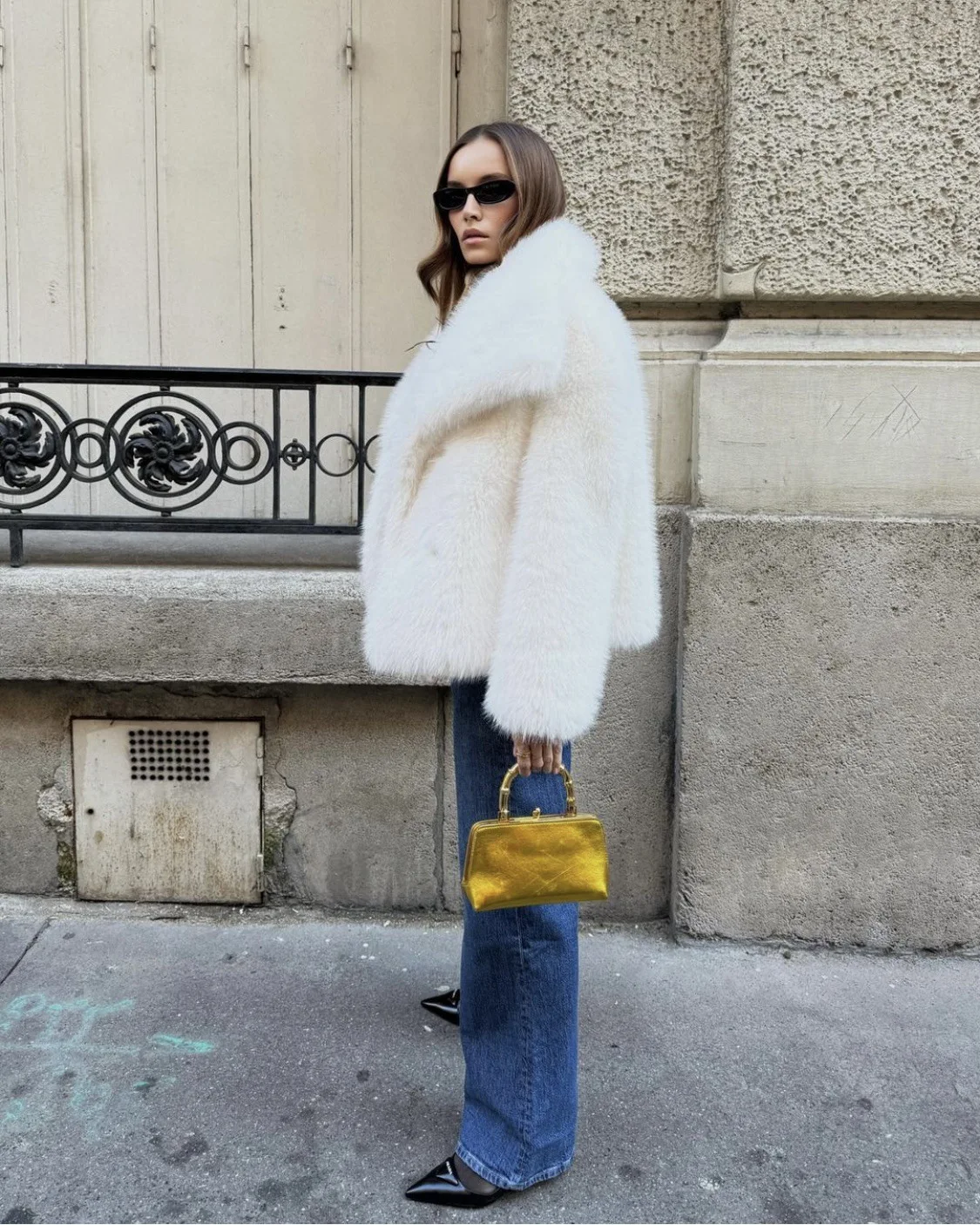 luxury designer fur coat women  abrigo peludo mujer casaco feminino de inverno  casaco de pele artificial white Fox fur coat
